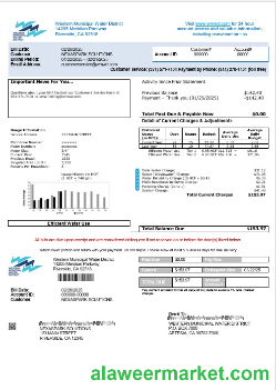 USA Western Municipal Water District business utility bill template in Word and PDF formats